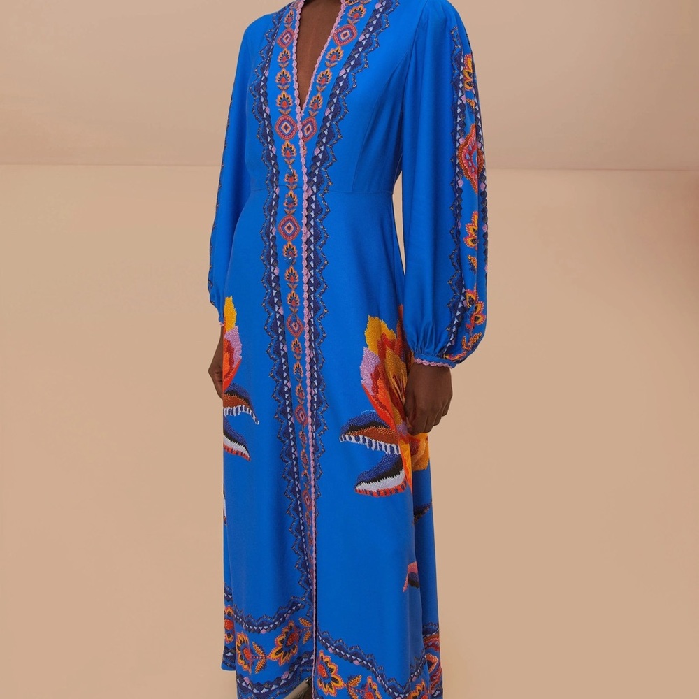 FARM Rio Navy Blue Lucy Floral Tapestry Maxi Dress Small RARE + SOLD OUT